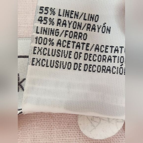 Vtg Karin Stevens 14 PastelPink LINENBlendFaux2Piece Women Midi Embroidery Dress - Picture 5 of 13